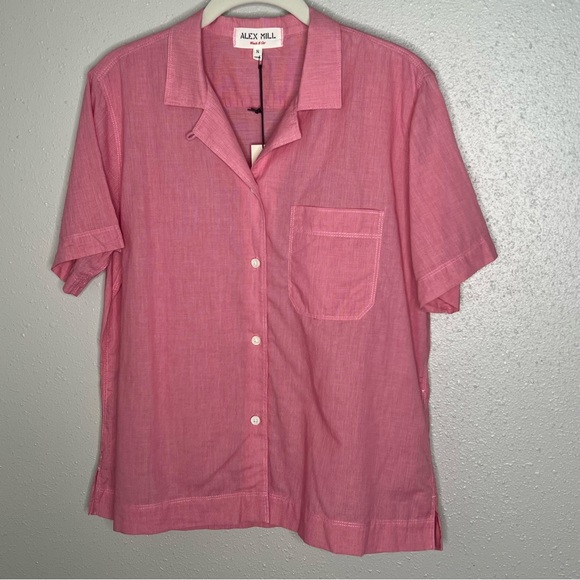 New Alex Mill Maddie Camp Shirt in Pink Size Small - Picture 2 of 9